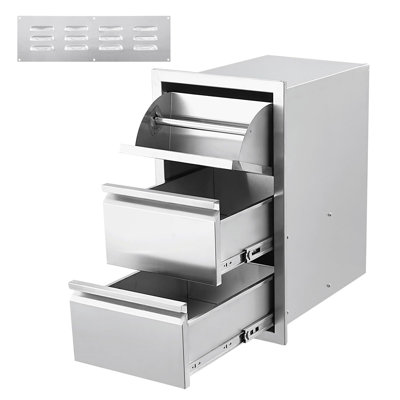Tiroirs de cuisine d'extérieur - Tiroirs encastrés à triple accès pour barbecue en acier inoxydable