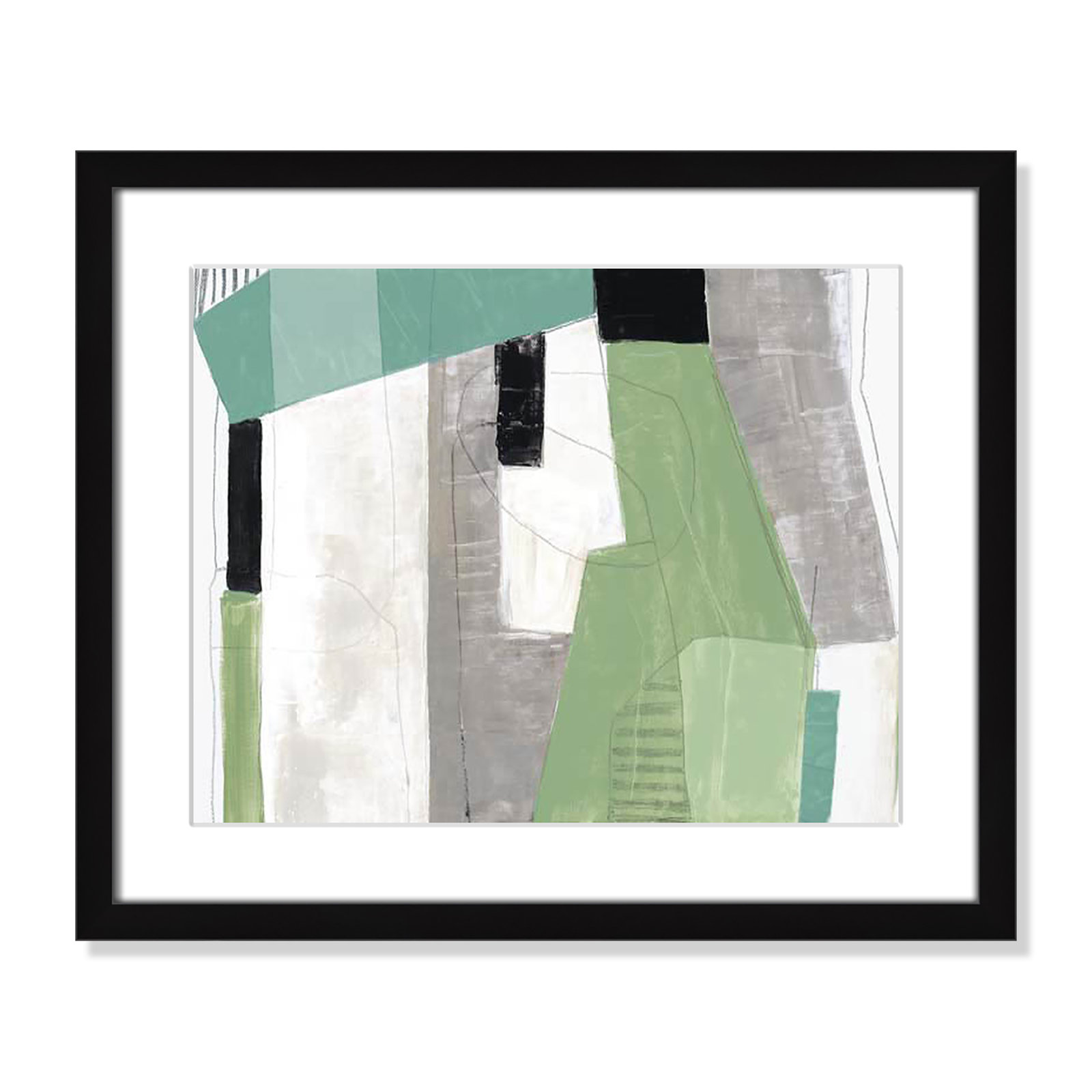 Evergreen Essence by Tom Reeves, White, 16" H x 19" W x 1.25" D, Black Box Frame - Matted Fine Art Paper Print