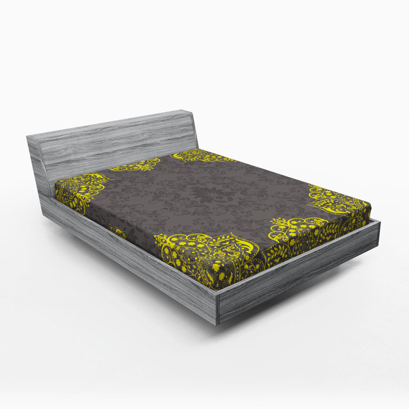 Microfiber Damask Fitted Sheet, Queen Fitted Sheet