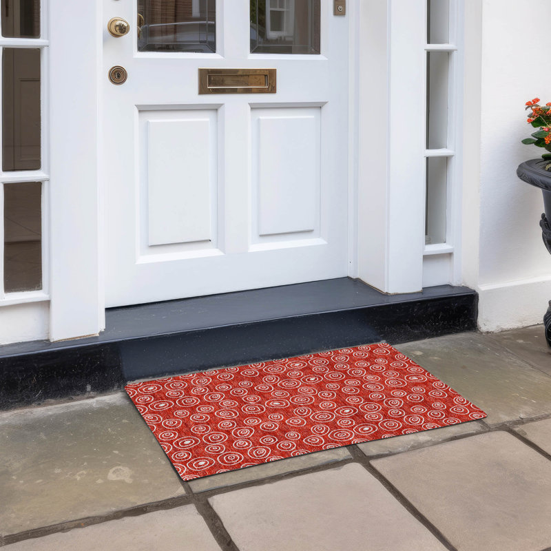 Washable Geometric Indoor / Outdoor Rug, Rectangle 1'8" x 2'6"