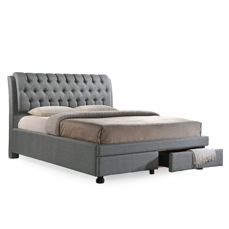 Melwin Upholstered Platform Storage Bed, Queen, Gray