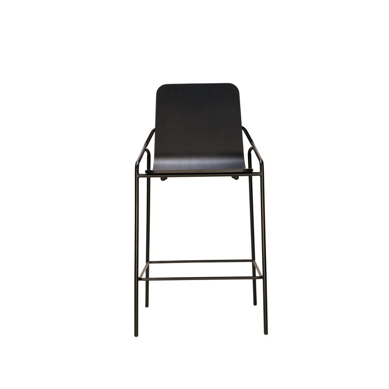 Tabouret de bar et de comptoir Dupont, Bois de frêne noir, Tabouret de bar (siège d'une hauteur de 26 po)