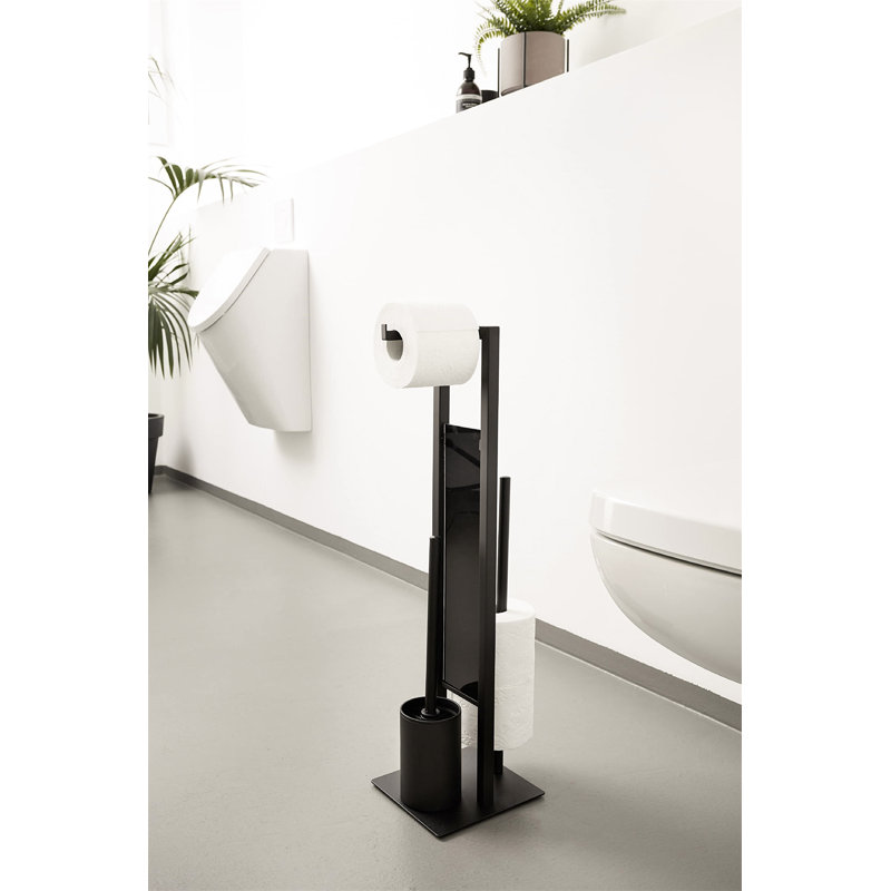 Roberge Free -standing Toilet Paper Holder, Silver/Black