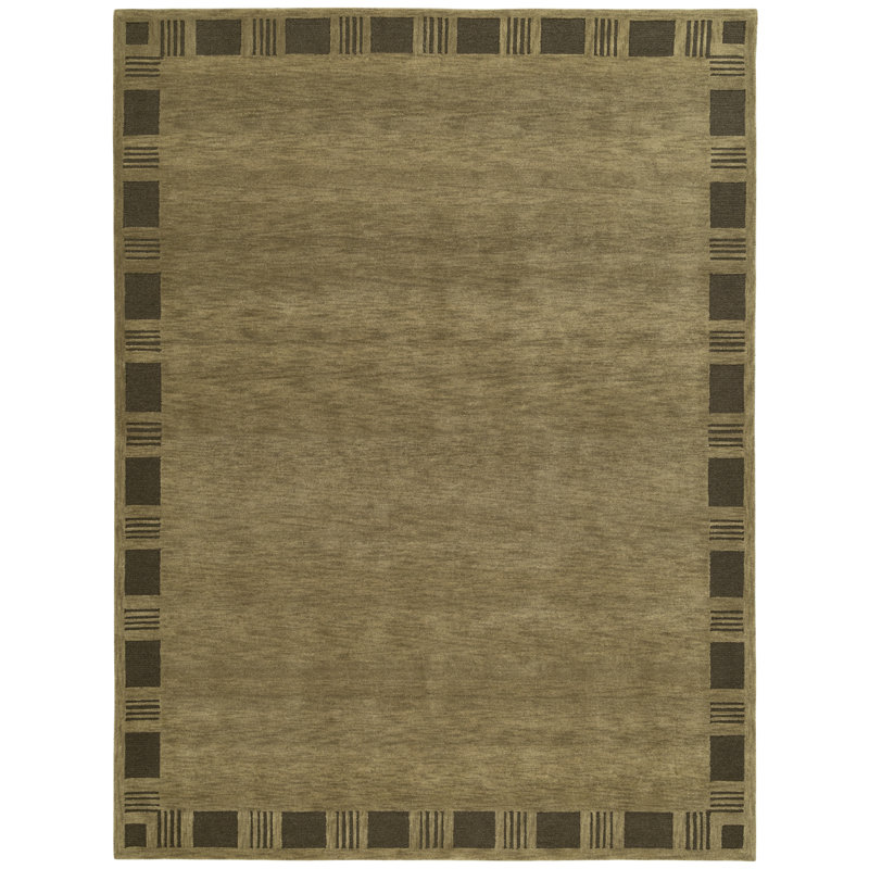 Hand-Tufted Geometric Wool Rug, Green, 2'6x8'