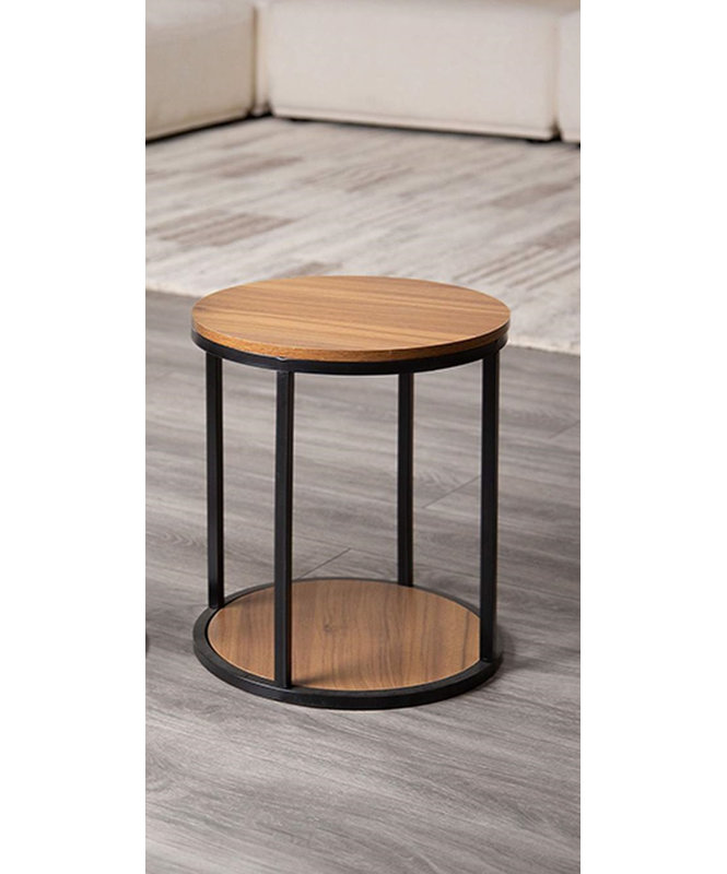 Table d'appoint l 15,5 po x P 15,5 po x H 17,5 po Métal et bois massif 1 pièce Tables contemporaines naturelles et noires en métal et bois massif
