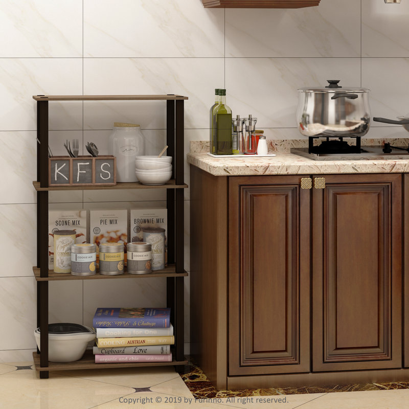 Johnston Etagere Bookcase, Columbia Walnut/Black