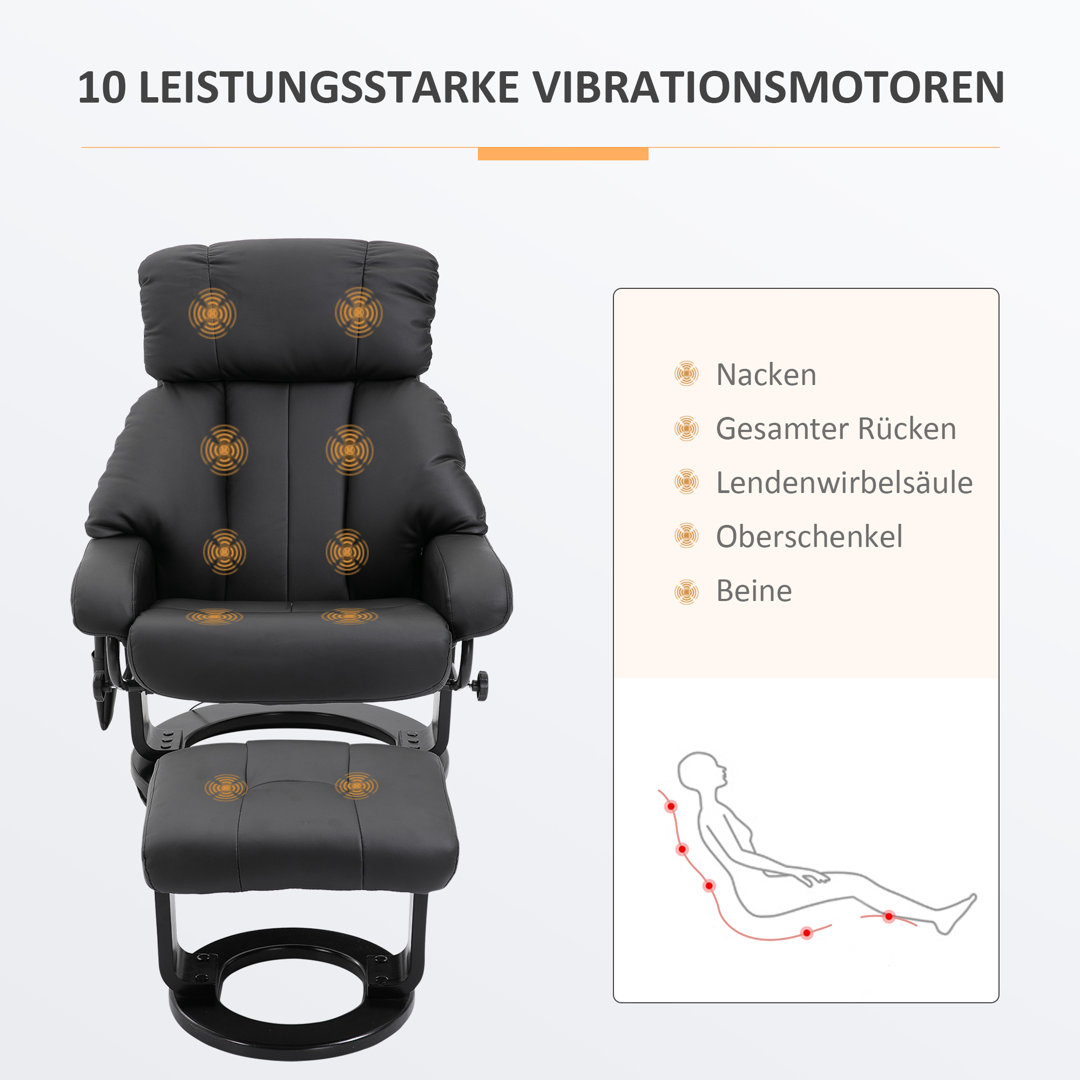 Massagesessel Fernsehsessel Relaxsessel mit Liegefunktion mit Hocker Massagefunktion