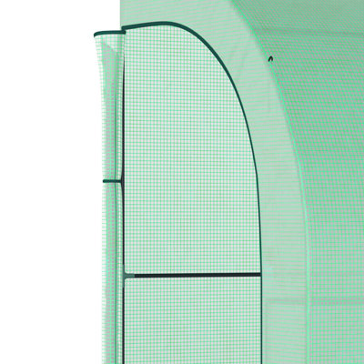 Walk-in Greenhouse 10'x5'x7', Galvanized Steel Structure, 2 Openings & Windows, Pe Cover, 3 Shelves, Function 10'x5'x7' Greenhouse, Wire Doors For Plant Growth