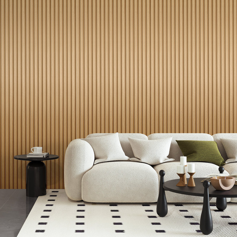 8 panneaux muraux à lattes en WPC de 96 po x 6,26 po, panneau mural 3D pour décor moderne, 33,38 pieds carrés, Chêne