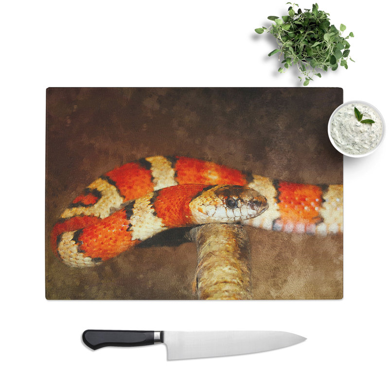 King Snake Painting Chopping Board, 0.4cm H x 28.5cm W x 39cm L