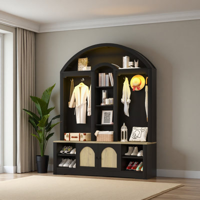 Multi-Functional Wardrobe/Entrance Wardrobe, Equipped With Shoe Racks, Clothes Hangers And Hooks. Wardrobe - A Wardrobe Is Made Of Sturdy Medium-Density Fiberboard With Modern Design And Practical Sto
