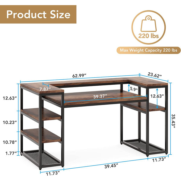 17 Stories Computer Desk with Storage Shelves & Reviews | Wayfair