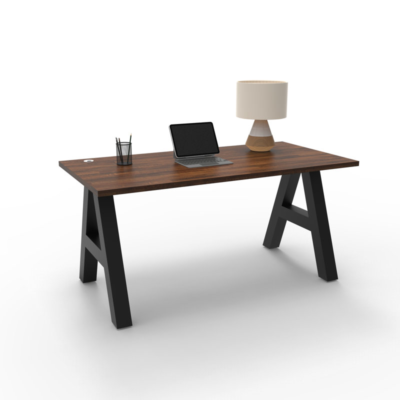 Serenity A-Frame Executive Writing Desk, 60x30, Walnut Block Top, Walnut Block, 30" H x 60" W x 30" D
