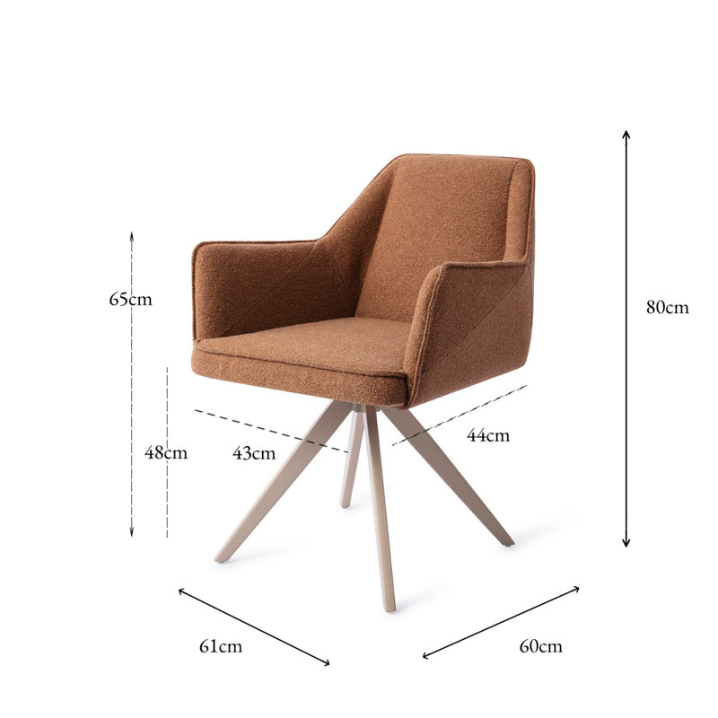 Caius Tome Cinnamon Bun Dining Chair, Brown, Wash White