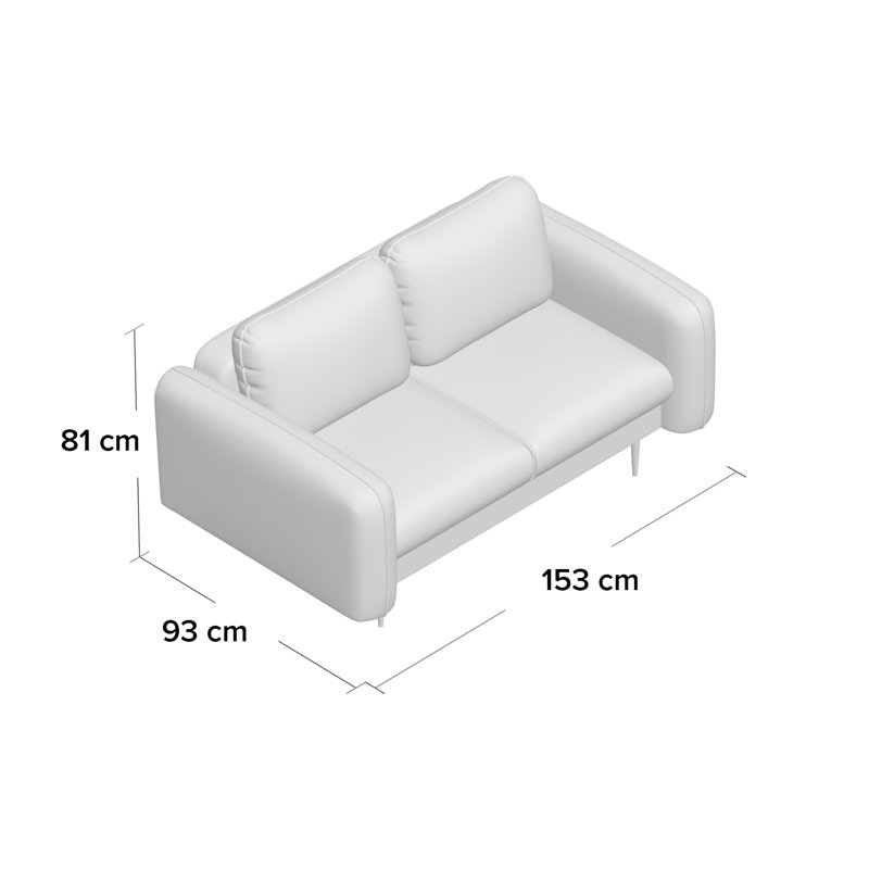 Natalie 2 Seater Loveseat, Cablo Light Grey