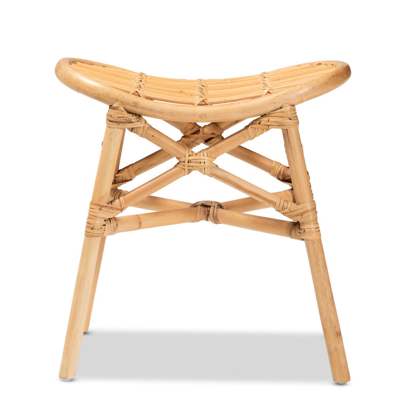 Tabouret de style bohémien moderne fabriqué à partir d'un siège plié naturel avec pieds croisés en angle, entièrement assemblé, brun 18,39 po de largeur, 12,93 po de profondeur, 18,3 po de hauteur, 4,18 lb de largeur et de profondeur