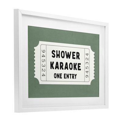 Shower Karaoke Voucher Framed Print Under Glass, design by Lettered and Lined