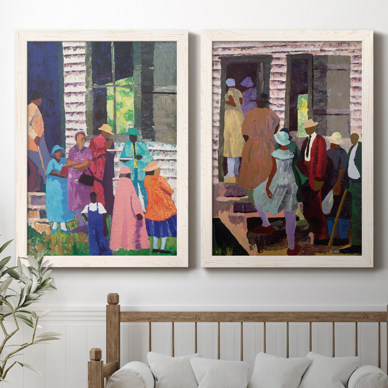 «Going to Church», ensemble de 2 reproductions d'art, H 31,5 po x l 47 po x P 1,5 po, Toile blanche encadrée, Pas de tapis