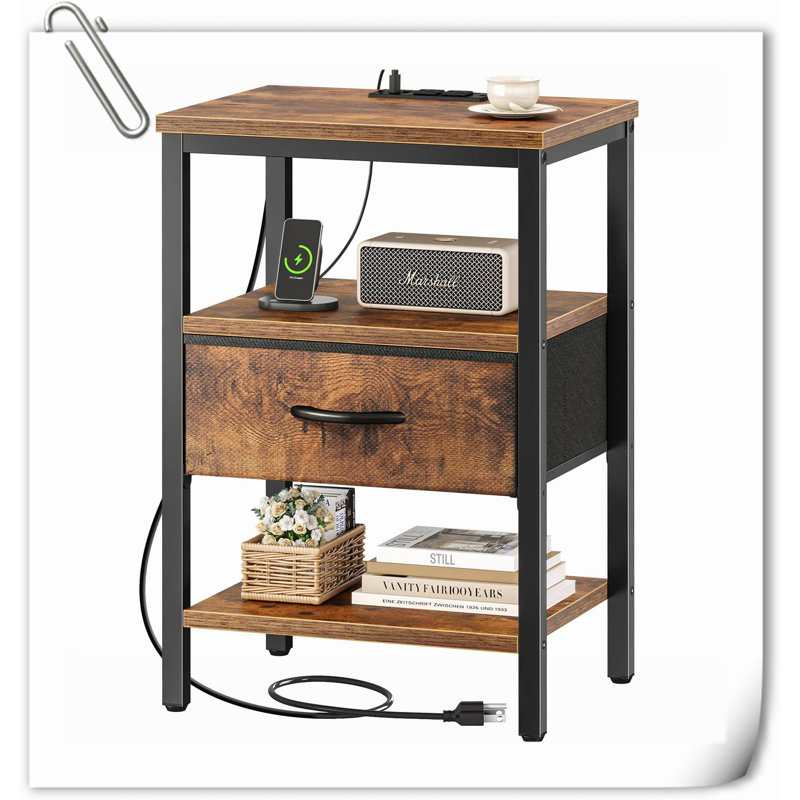 Briania 15.7'' W Metal Nightstand
