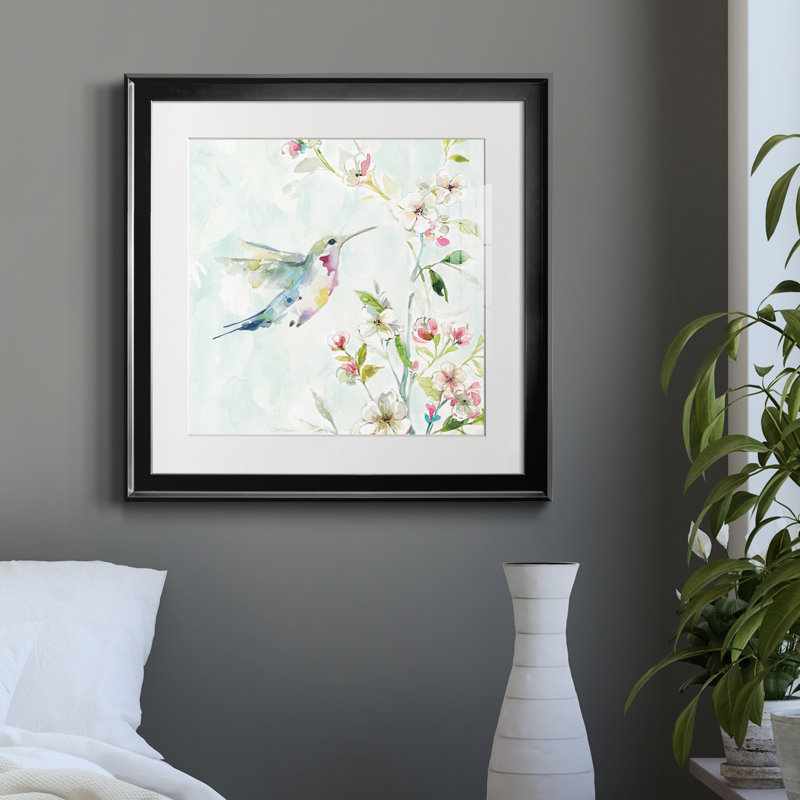Colibri III - Cadre photo, reproduction d'art sur papier, Papier encadré noir, H 17,5 po x l 17,5 po x P 1,5 po