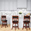 Counter Height Swivel Stool, Cherry Finish, Charcoal Fabric Seat & Charcoal. Hardwood Construction. 360-Degree Rotation. Padded Seat. Stable Flared Legs. Simple Assembly Required
