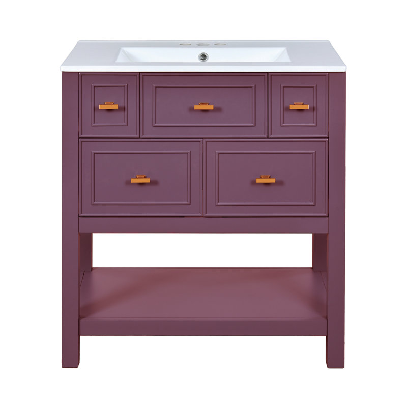 30" Single Bathroom Vanity Set, Red