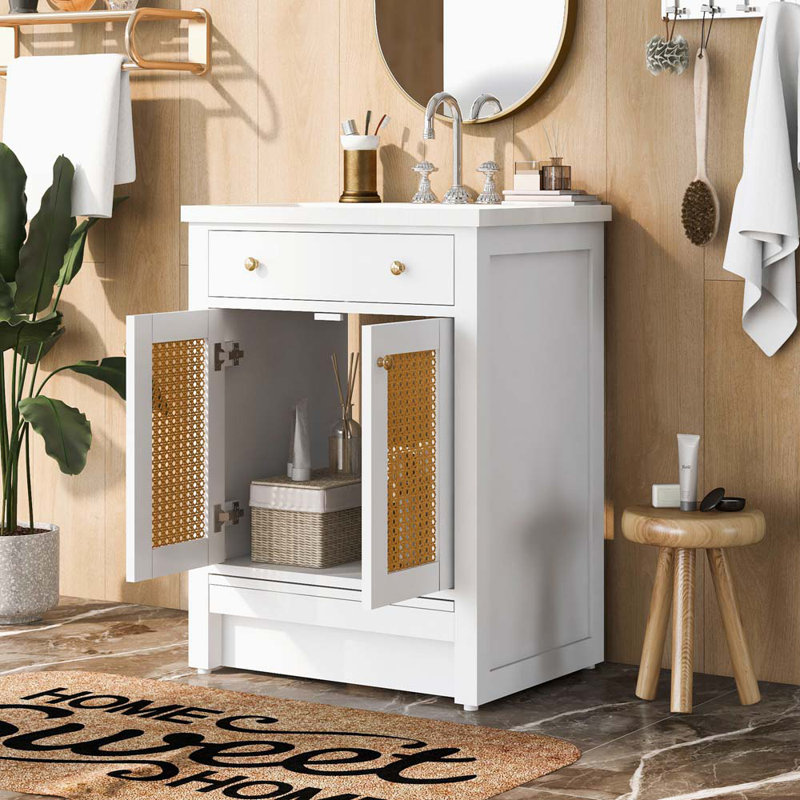 Meuble-lavabo simple 24 po avec lavabo blanc