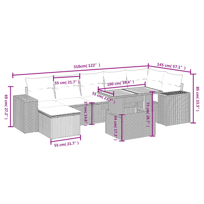 Ensemble de canapé de jardin Vidaxl