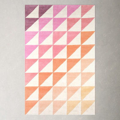 Glory Ivory Pink Orange Hand-Tufted Wool Rug