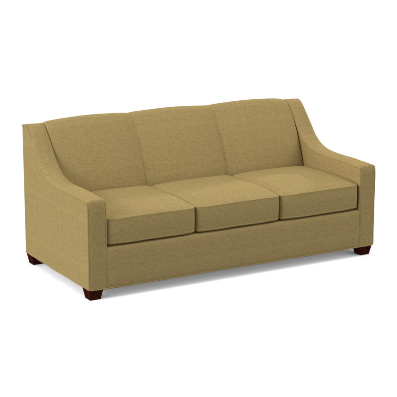 Phillips Square Arm Sofa with Reversible Cushions, Antic Fawn, Empire Mahogany, 34.5" H x 76" W x 36" D