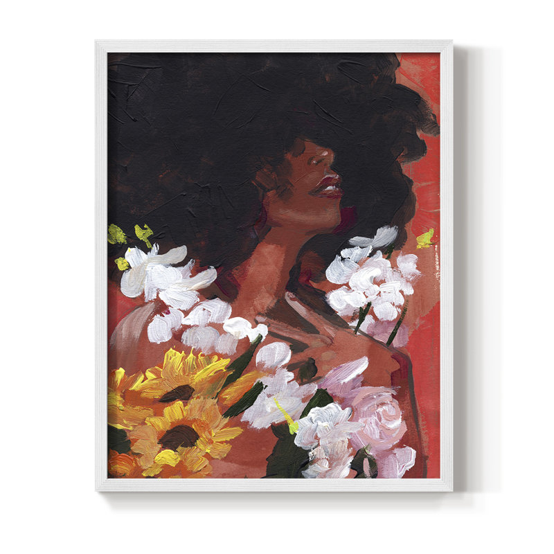 «Through the Flowers II», reproduction encadrée - bois massif, Blanc, H 14 po x l 11 po