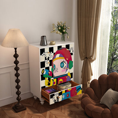 Modern Cartoon Painted 5-Drawer Accent Chest