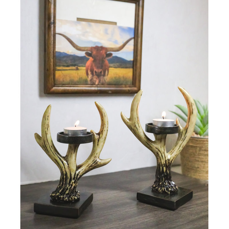 Ensemble de 2 porte-bougies Cozy Pines Antler