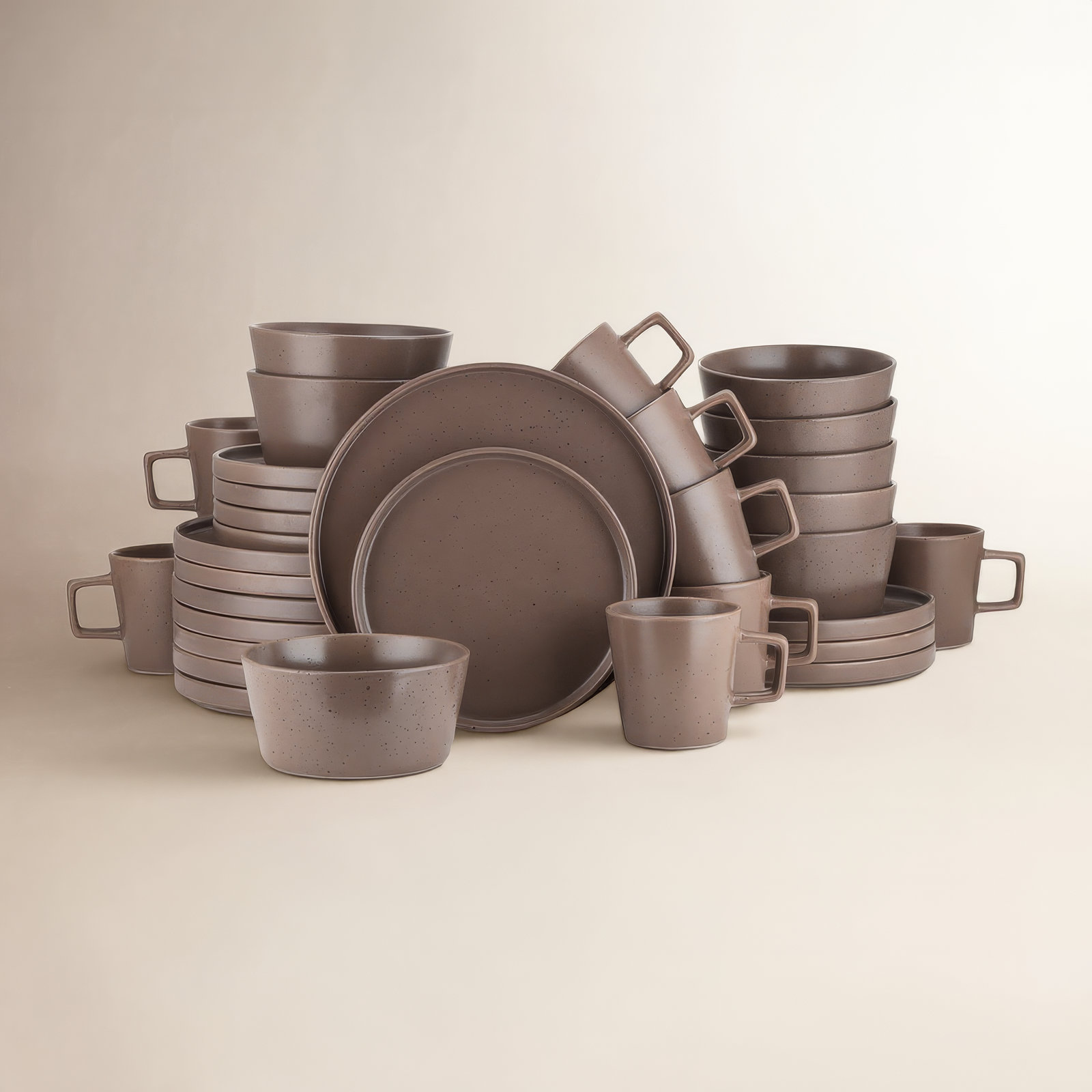 Celina Stoneware Dinnerware Set, Brown, 32