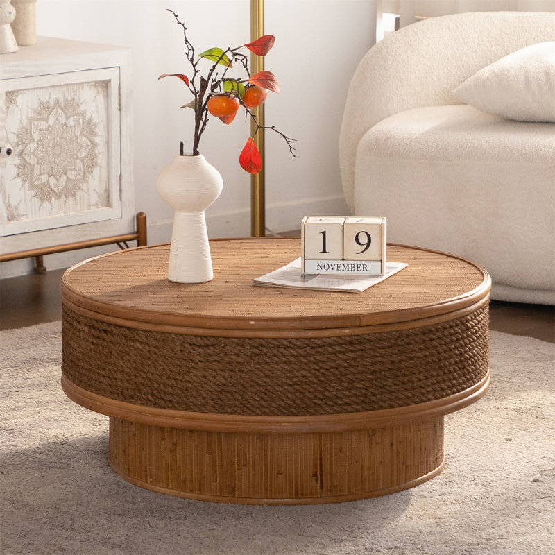 Table basse ronde 31,5 "avec rangement caché et plateau rabattable