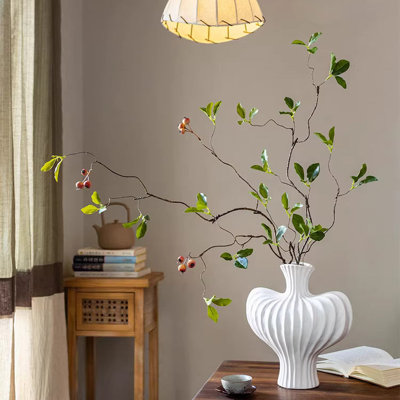 Faux Berry Leaf Branch Stem 45.2" Tall