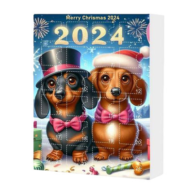 2024 Christmas Dog Advent Calendar, 24-Day Countdown Collectible Ornament Set for Holiday Wall Decor