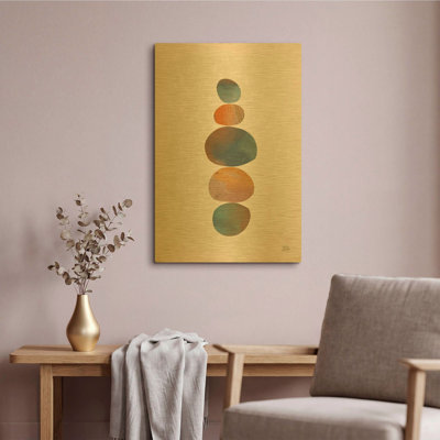 'Collage Stones 3' By Melissa Averinos Gold Metal Wall Art