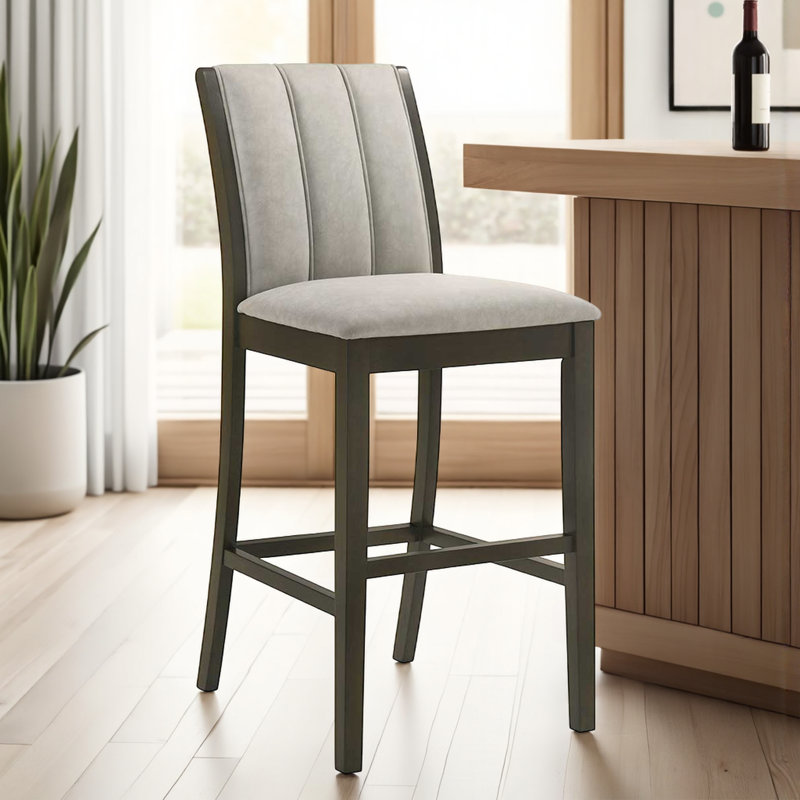 Tabouret de bar Colefax, Siège gris / cadre brun, 3, Tabouret de comptoir (siège d'une hauteur de 25,7