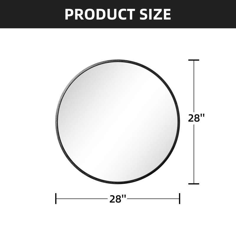 Miroirs muraux ronds en métal, Noir, 28 po x 28 po