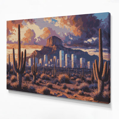 Cities Phoenix AZ Purple Canvas Wall Art