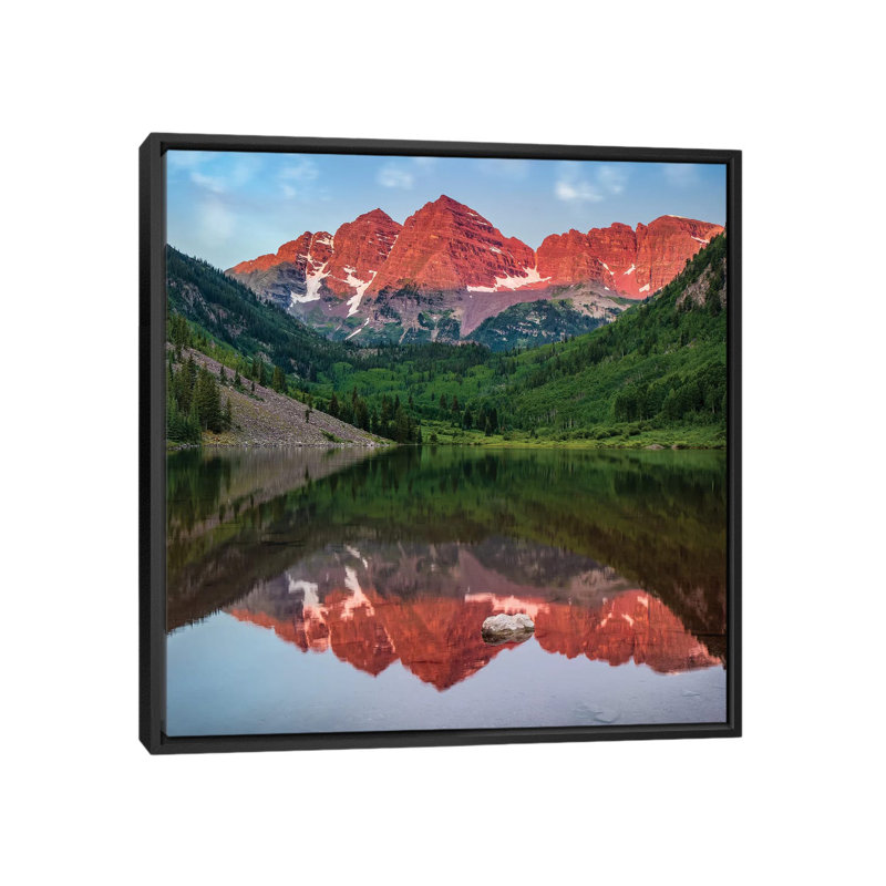 Cloches de marron à miroir, H 18 po x l 18 po x P 1,5 po, Toile avec cadre noir, Pas de tapis