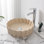 Lavabo vasque de salle de bain rond contemporain en céramique festonnée de 15 po Atelier, vasque à dessus de comptoir cannelé beige mat