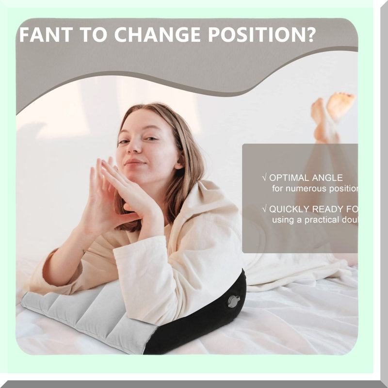 SleepEase Inflatable Wedge Pillow - Lightweight Body Positioner for Back Pain Relief, Leg Elevation, Bed & Travel - Fast Inflating/Deflating Portable Cushion