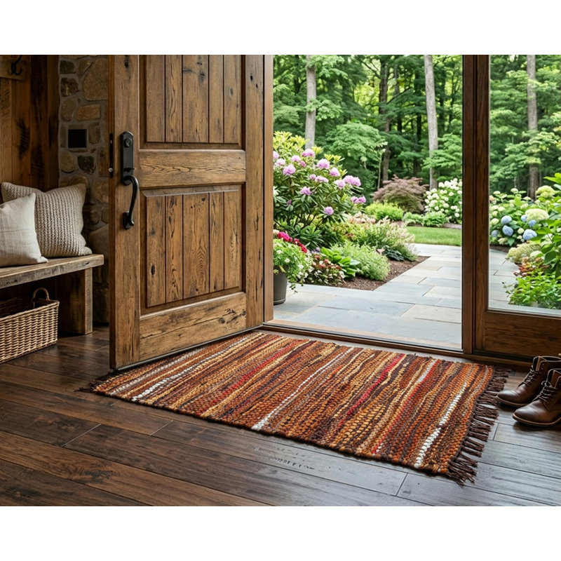 Tapis brun en cuir tissé à la main Tucson, Rectangle 2 pi 3 po x 3 pi 9 po