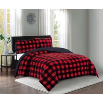 Bee & Willow Home Queen /Full Comforter Set Yarn Dye Buffalo Check Charcoal