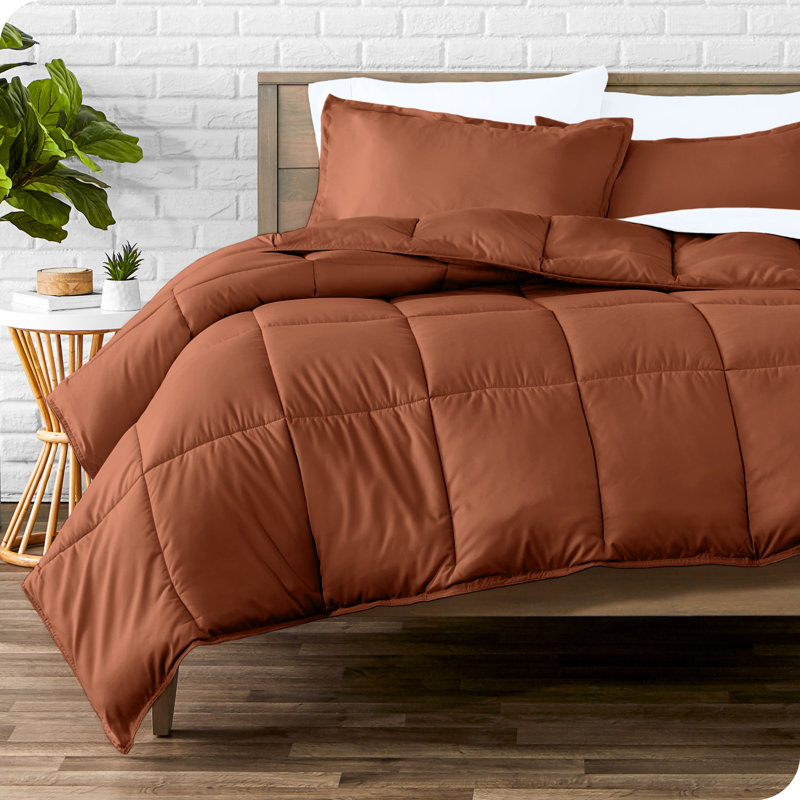 Ensemble d'édredon ultra-doux toutes saisons, Édredon double + 2 taies décoratives standards, Terra Cotta