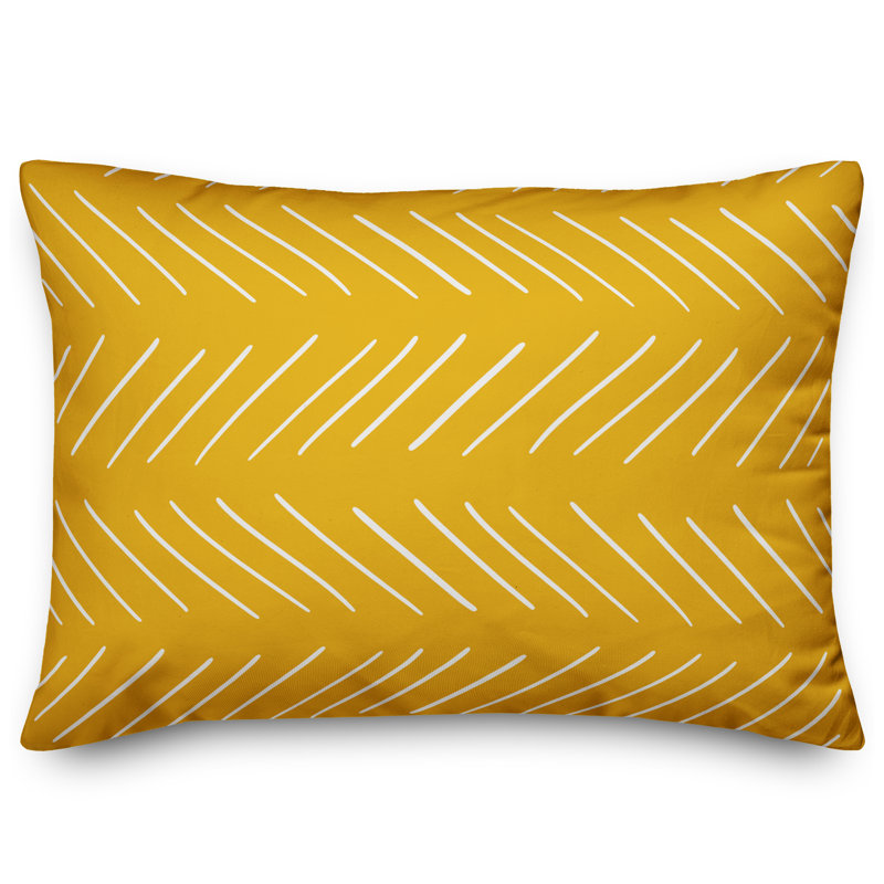 Baldridge Geometric Reversible Throw Pillow, White/Yellow(solid)