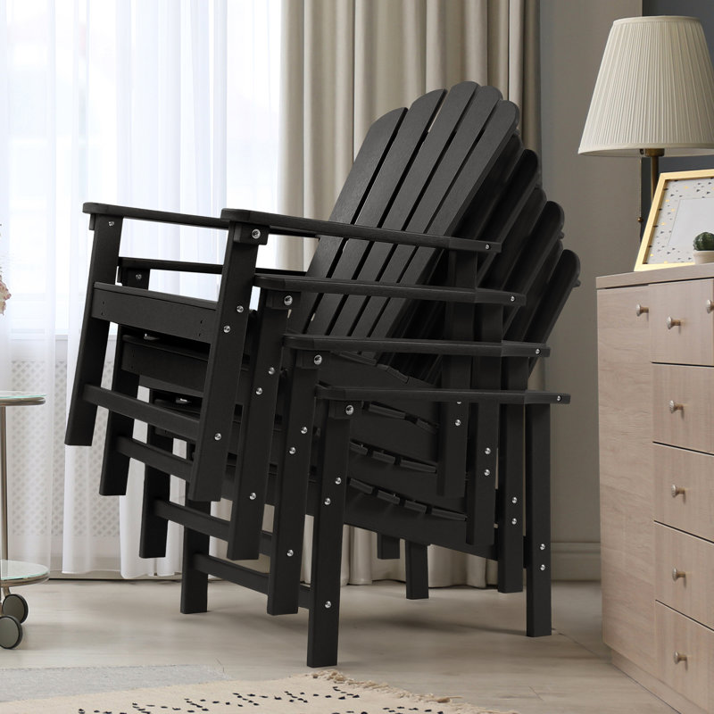 Chaise Adirondack empilable en PEHD Zawadi, Noir, noir, noir, noir, 4