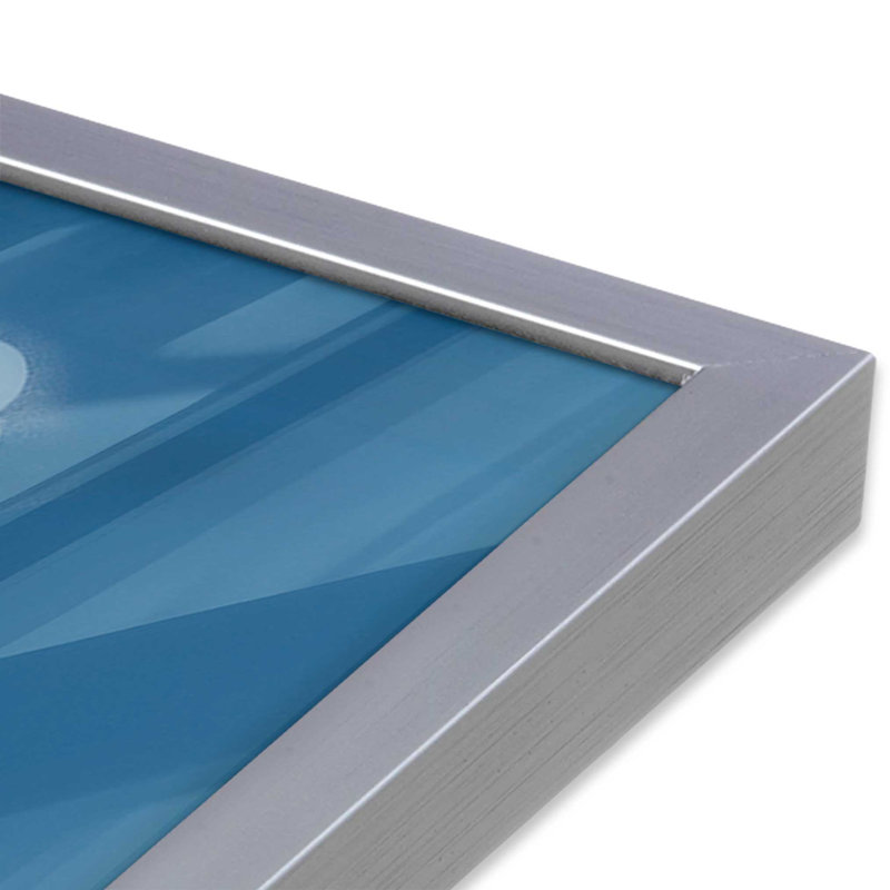 Casse-noisette classique en bleu I print dans un cadre, Cadre simple en chrome poli poli, H 15,25 po x l 12,25 po x P 1,25 po